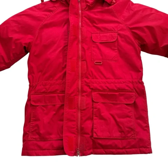 Vintage 90s Eddie Bauer Goose Down Red Snow Insulated Heavy Hooded Jacket Medium - Picture 9 of 15